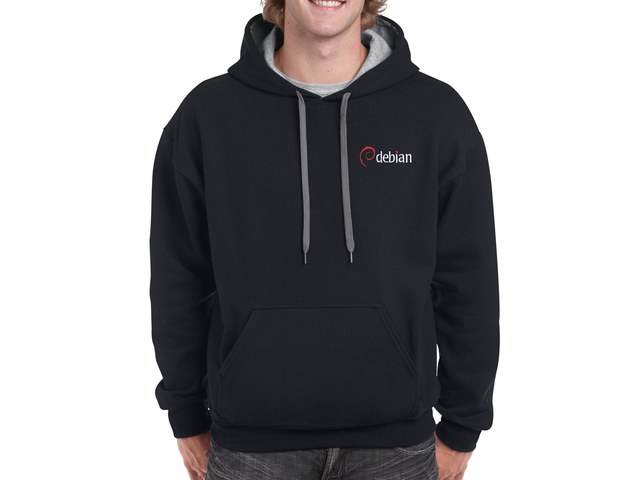 Debian kapucnis pulóver (fekete-szürke)