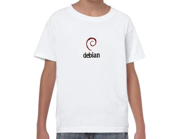 Fehér Debian gyermek póló álló logóval