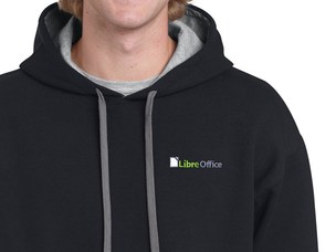 LibreOffice kapucnis pulóver (fekete-szürke)