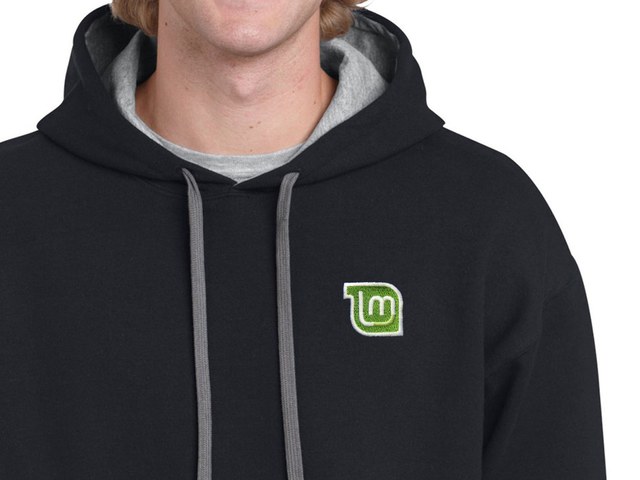 Linux Mint nostalgic kapucnis pulóver (fekete-szürke)